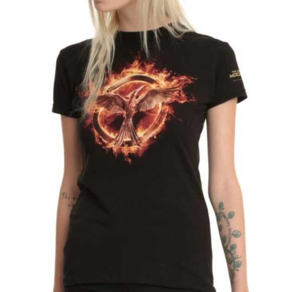 3/$10 The Hunger Games Logo Mockingjay Graphic Crew Neck Tee - Black - Picture 14 of 16